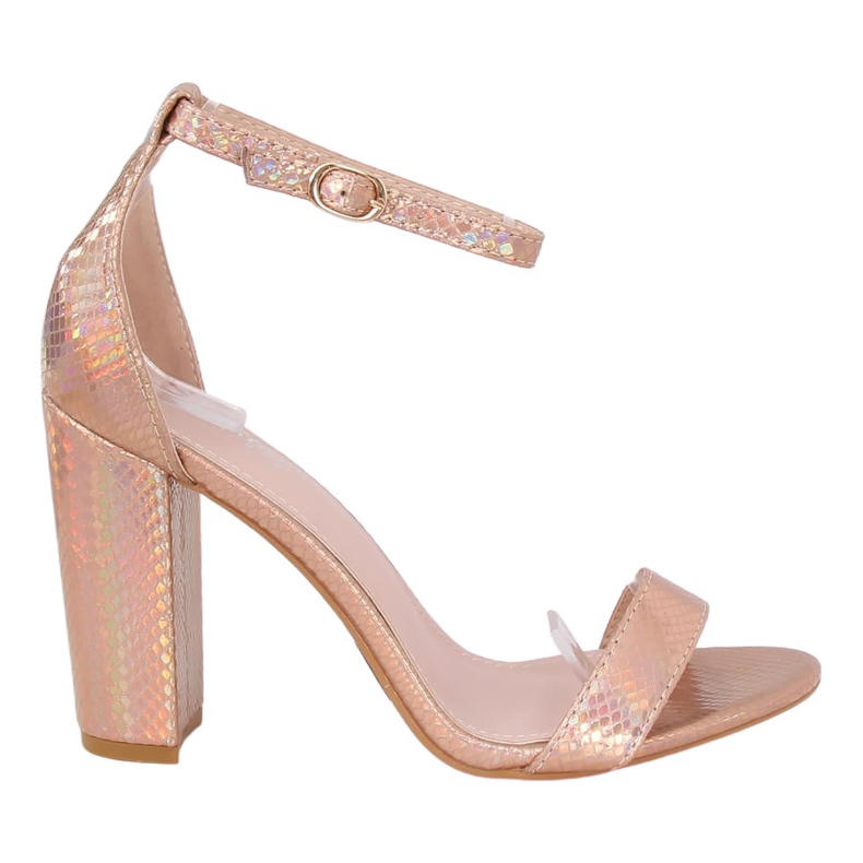 Holographic high-heeled sandals TU135P Champagne multicolored yellow