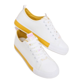 Women's white and yellow sneakers A88-23 Yellow