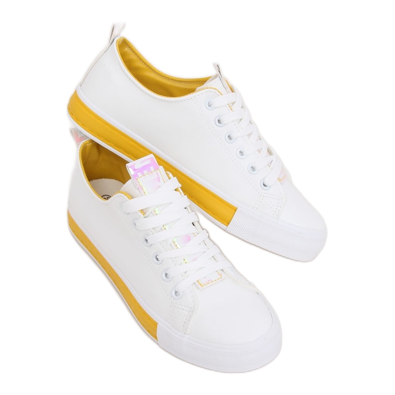 Women's white and yellow sneakers A88-23 Yellow