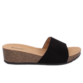 Black G186P Black wedge slippers Black G186P Black wedge slippers