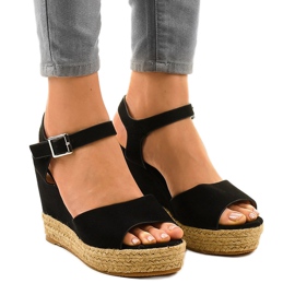Black espadrilles wedge sandals 9R195 Black espadrilles wedge sandals 9R195