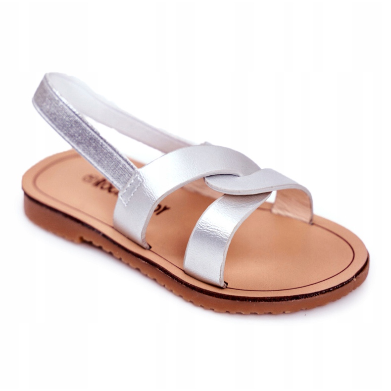 FRROCK Children's Slip-on Sandals with an elastic band Silver Bambino grey