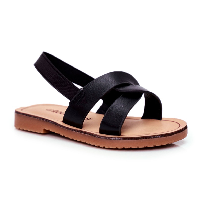 FRROCK Children's Black Bambino Slip-on Sandals with an elastic band