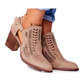 Bellucci Women's Boots with a Cut-Out Spring Beige Velluci
