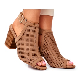 FB1 Women's Openwork Boots Peep Toe Beige Paradise FB1 Women's Openwork Boots Peep Toe Beige Paradise
