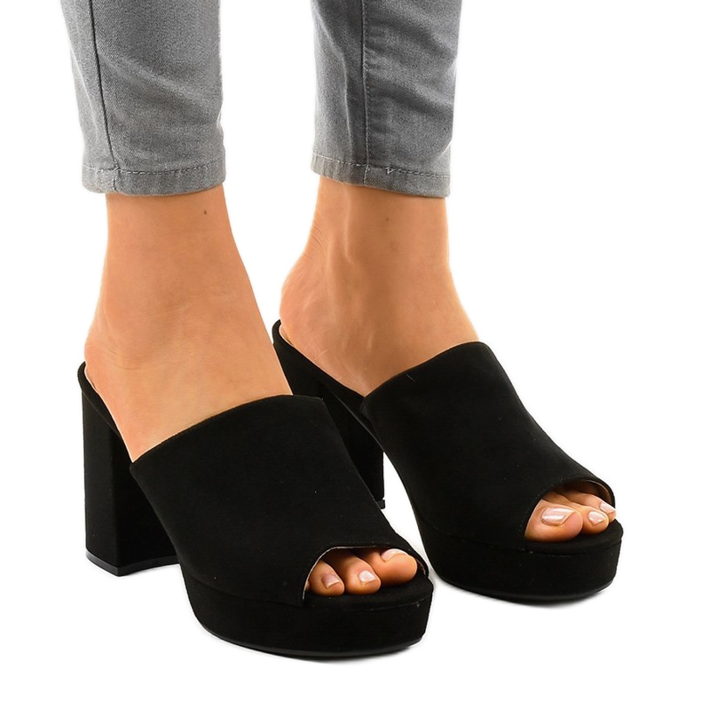 Black suede heels 9R17