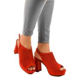 Red 9R82 open-work heel sandals Red 9R82 open-work heel sandals