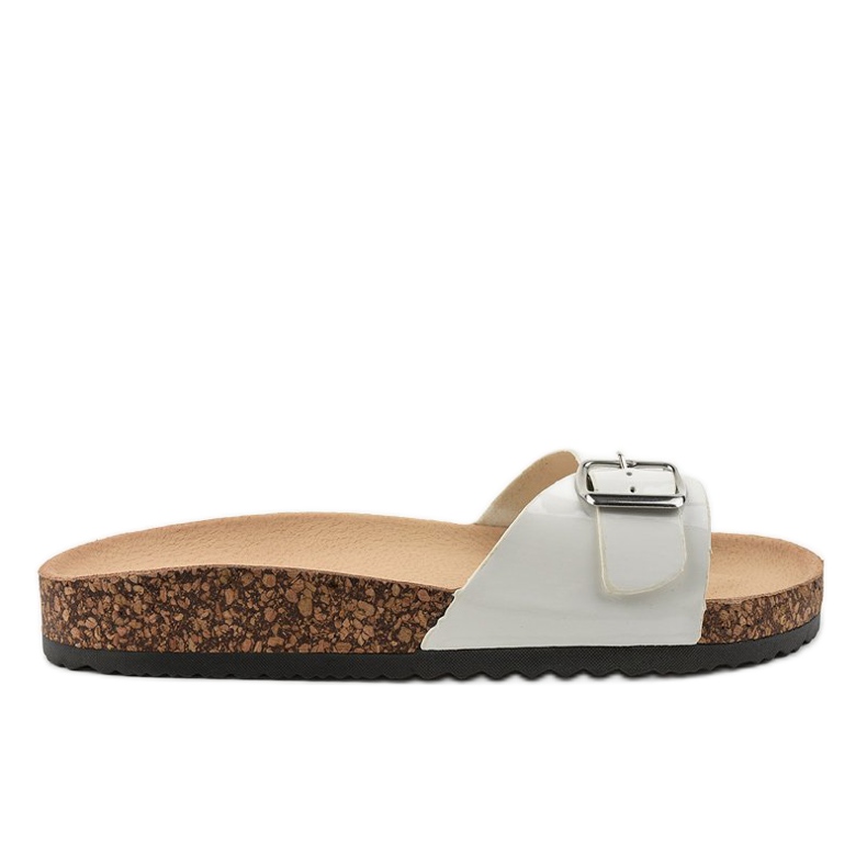 White slippers with a buckle 7016-PL