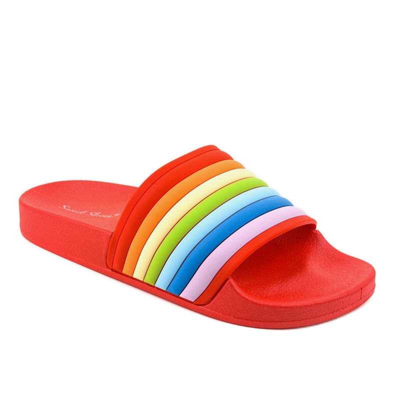 Black slippers with a rainbow 2456-1 multicolored