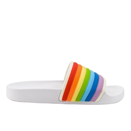 White slippers with a rainbow 2456-2 multicolored White slippers with a rainbow 2456-2 multicolored