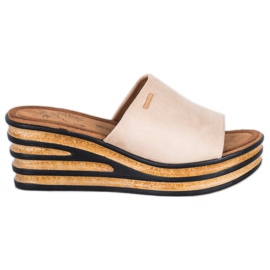 Goodin Stylish wedge slippers brown