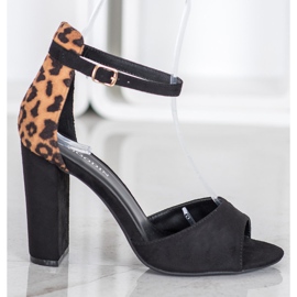 Goodin Leopard Print Suede Sandals black