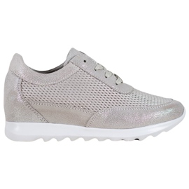 VINCEZA shiny leather sneakers grey VINCEZA shiny leather sneakers grey