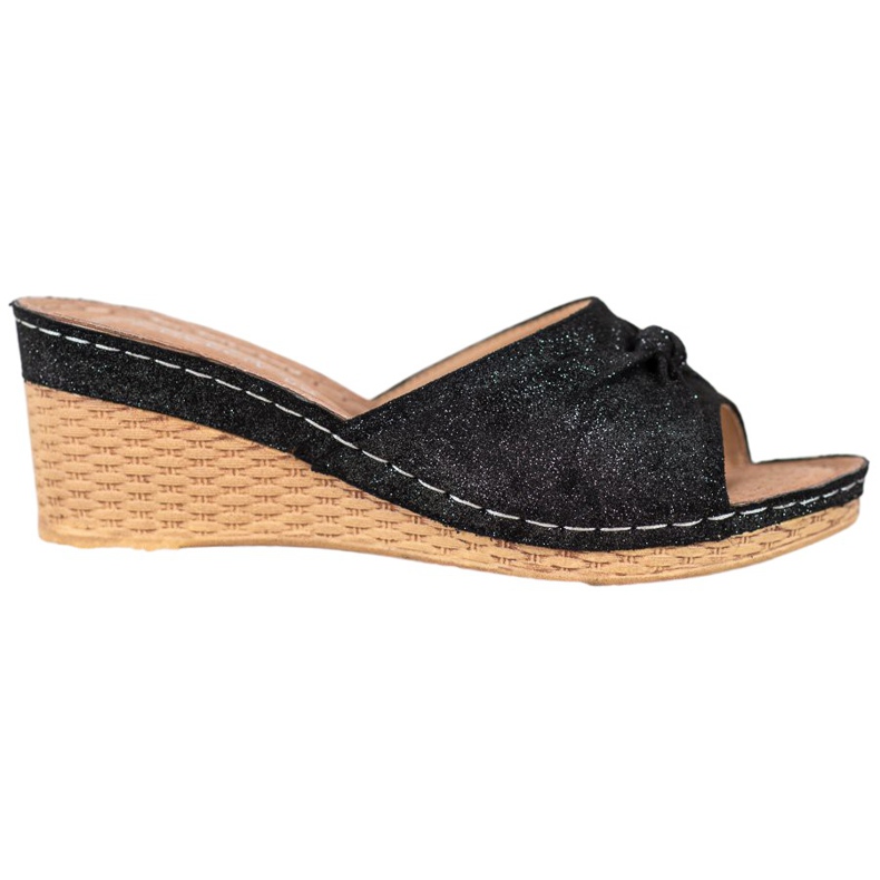 Elegant VINCEZA Glitter Slippers black
