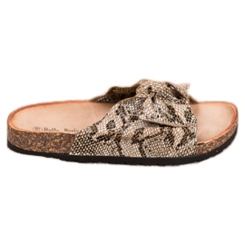 Bella Paris Snake Print Slippers beige