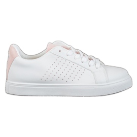 SHELOVET White Shoes With Suede Inserts