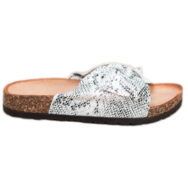 Bella Paris Snake Print Slippers grey