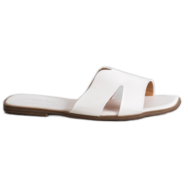 SHELOVET Classic Eco Leather Slippers white