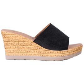 SHELOVET Suede Wedge Sandals black