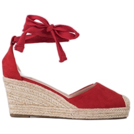 SHELOVET Wedge Espadrilles red