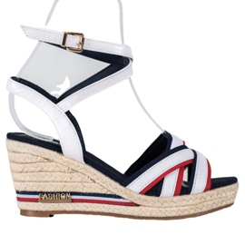 Comer Wedge Sandals With Stripes white multicolored