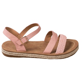 SHELOVET Braided Eco Leather Sandals pink SHELOVET Braided Eco Leather Sandals pink