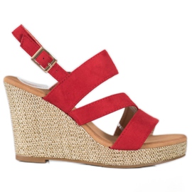 Small Swan Red Sandals On Wedge