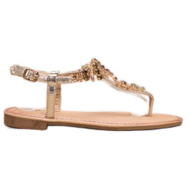 Small Swan Stylish Sandals With Cubic Zirconia golden