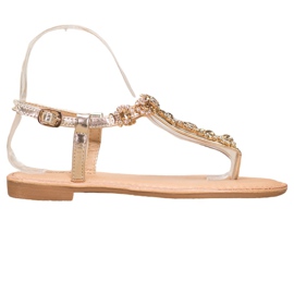 Small Swan Flip-flops Sandals With Cubic Zirconia golden