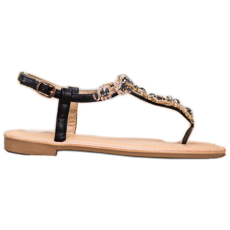 Small Swan Flip-flops Sandals With Cubic Zirconia black