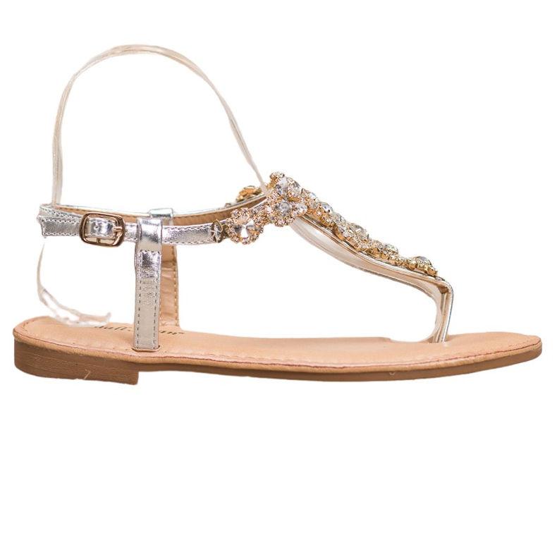 Small Swan Flip-flops Sandals With Cubic Zirconia grey