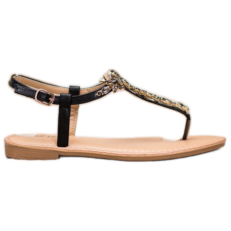 Small Swan Elegant Sandals With Cubic Zirconia black