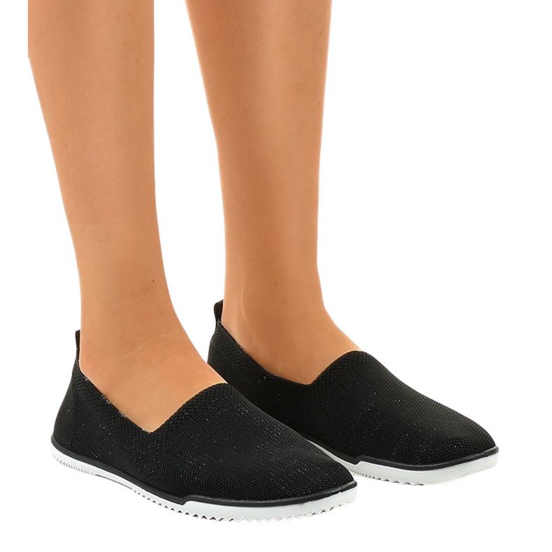 Black GF-HJS12-1 Lycra Slip-On Sneakers