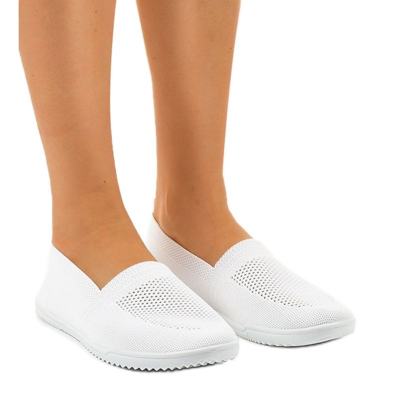 White GF-HJS13-5 lycra slip-on sneakers
