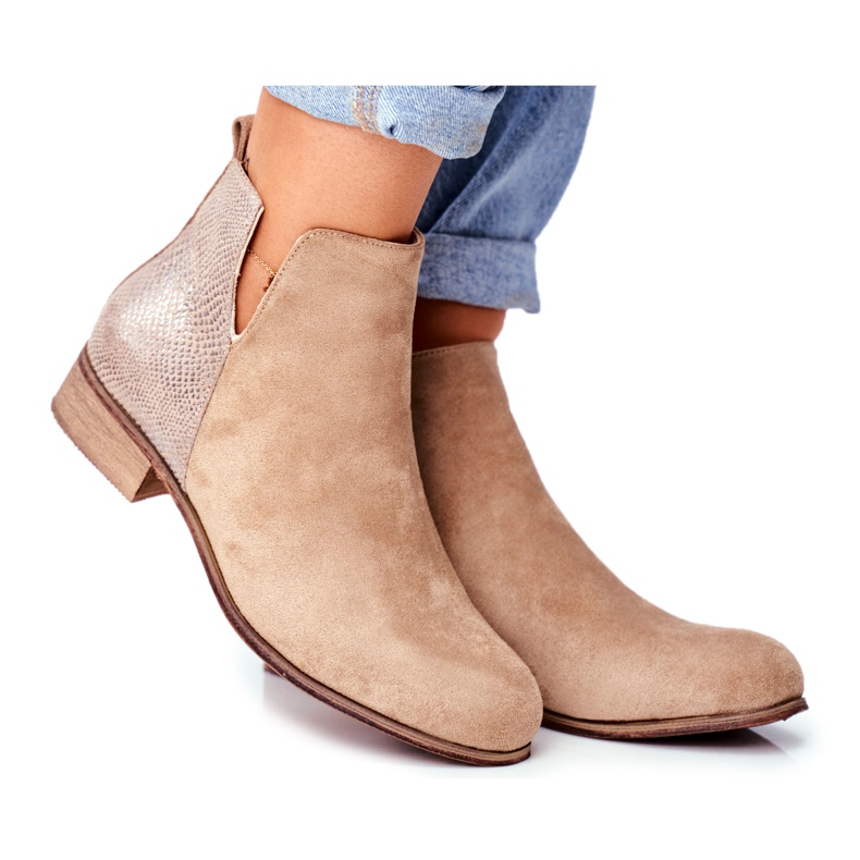 EVE Women's Boots On Flat Heel Spring Khaki Viva beige