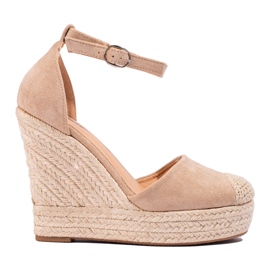 SHELOVET Stylish wedge espadrilles beige