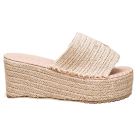 SHELOVET Braided wedge slippers Ll909be beige SHELOVET Braided wedge slippers Ll909be beige
