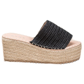 SHELOVET Braided Wedge Sandals black SHELOVET Braided Wedge Sandals black