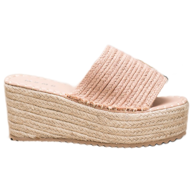 SHELOVET Braided Wedge Sandals pink SHELOVET Braided Wedge Sandals pink