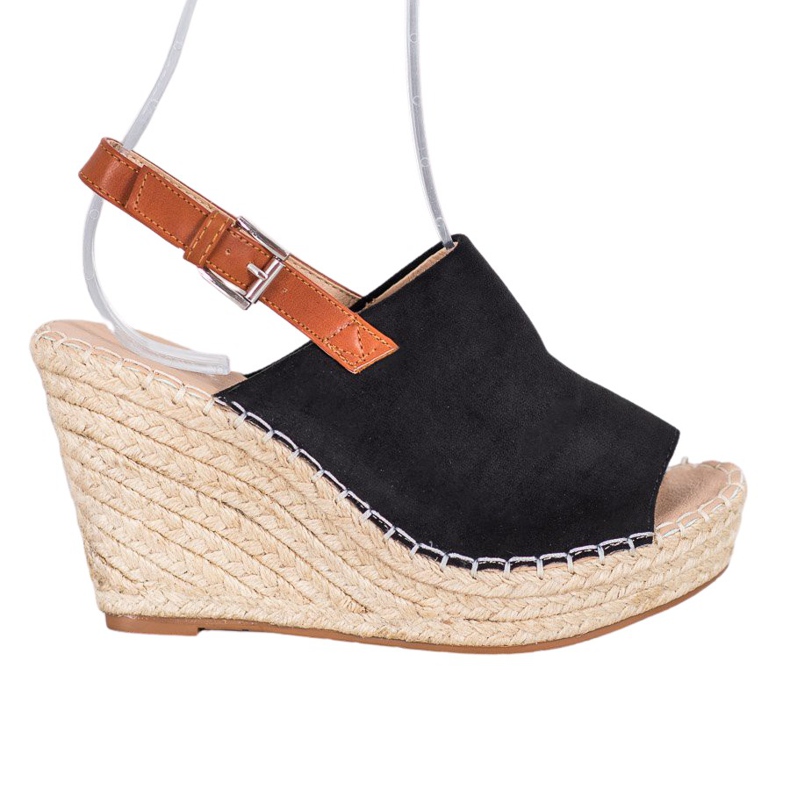 Small Swan Fashionable Suede Sandals black Small Swan Fashionable Suede Sandals black