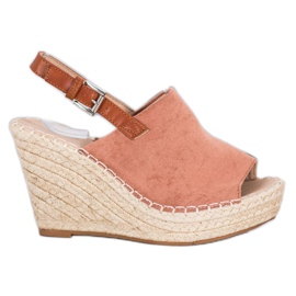 Small Swan Fashionable Suede Sandals pink