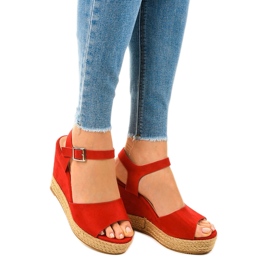 Red espadrilles wedge sandals 9R195