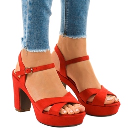 Red sandals on the post JC15017 Red sandals on the post JC15017