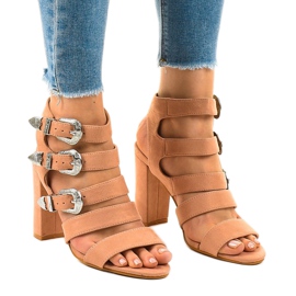 Pink sandals on a post with 8022 buckles