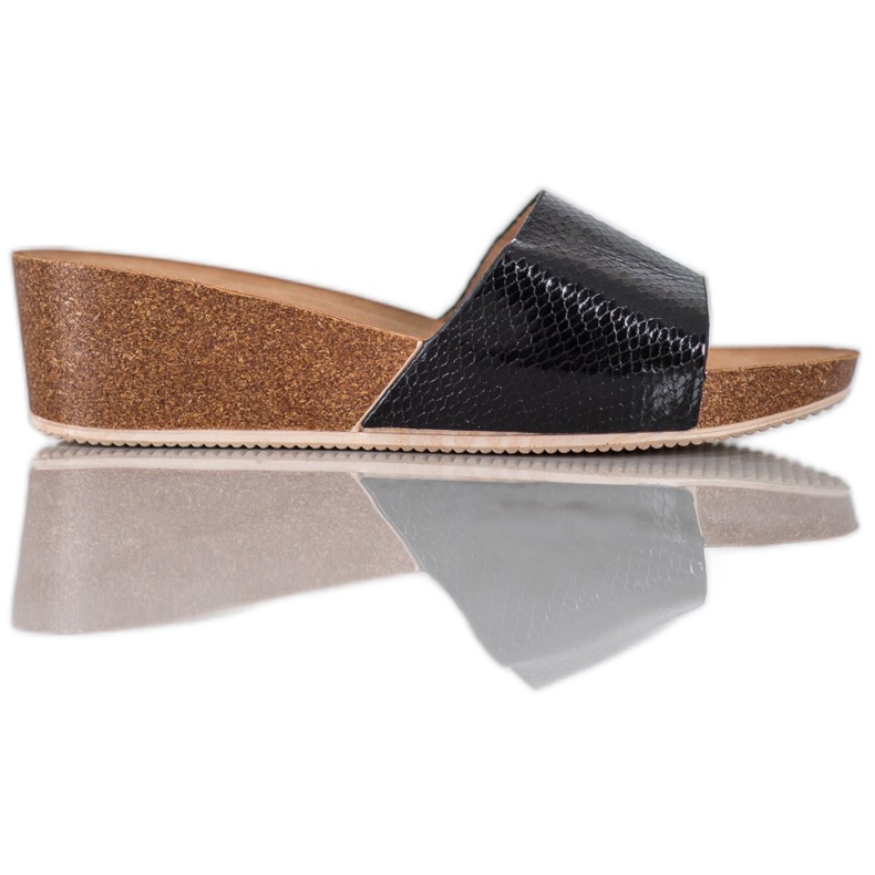 Small Swan Eco Leather Slippers black Small Swan Eco Leather Slippers black