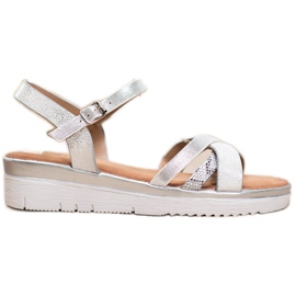 Small Swan Comfortable Sandals With Cubic Zirconia grey