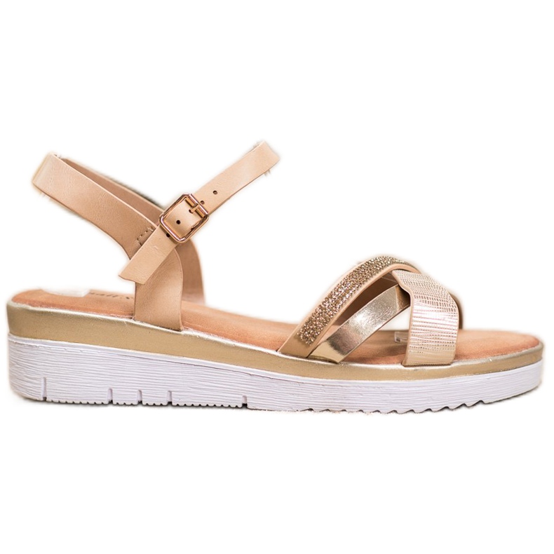 Small Swan Comfortable Sandals With Cubic Zirconia golden