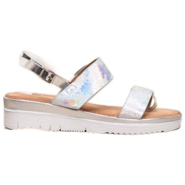 Small Swan Comfortable Sandals With Holo Effect grey Small Swan Comfortable Sandals With Holo Effect grey