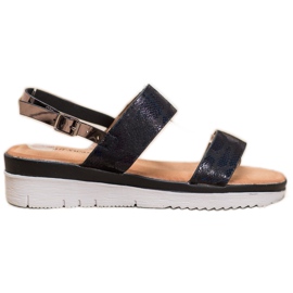 Small Swan Comfortable Sandals With Holo Effect black