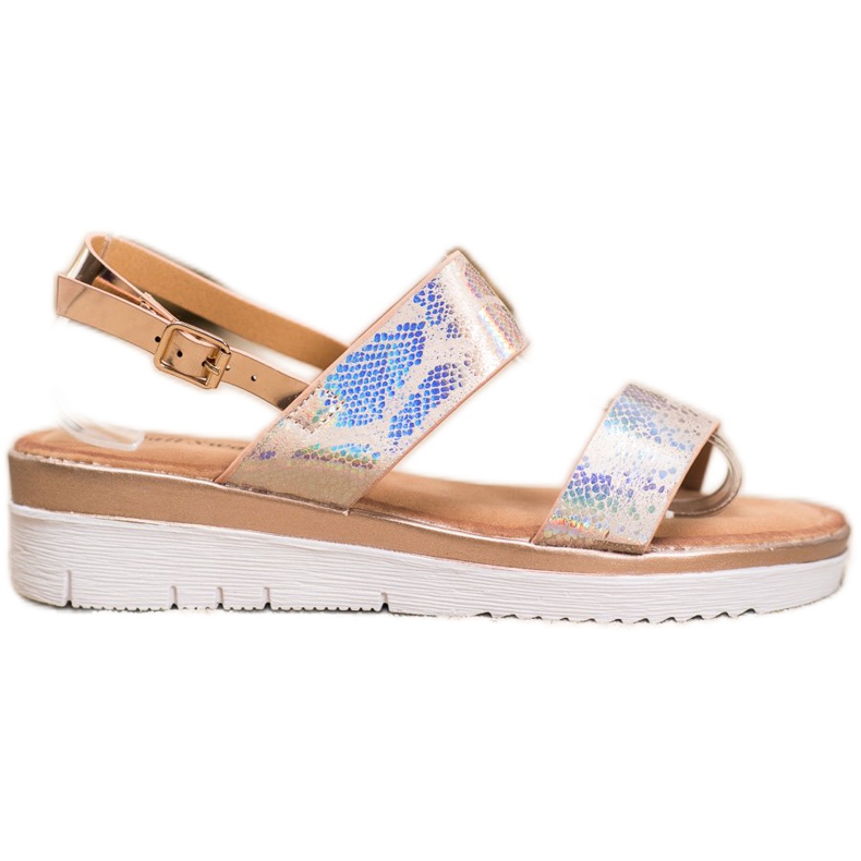 Small Swan Comfortable Sandals With Holo Effect multicolored golden